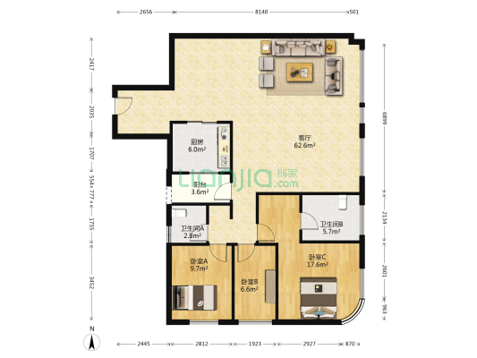 万科翡翠都会 3室1厅2卫 159平方