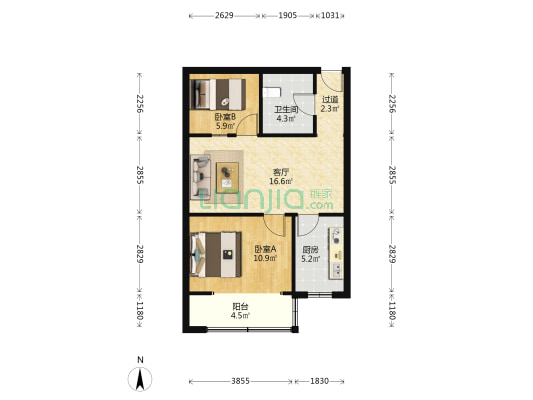 早慈巷83号 2室1厅1卫 60平方