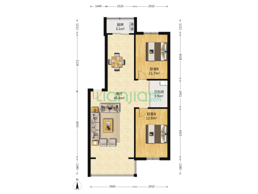 吉化新居 2室1厅1卫 101平方