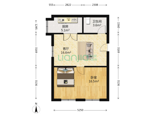 武珞路二巷3号 1室1厅1卫 52平方