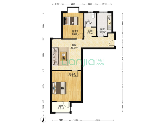 中南星汇城 2室1厅1卫 90平方