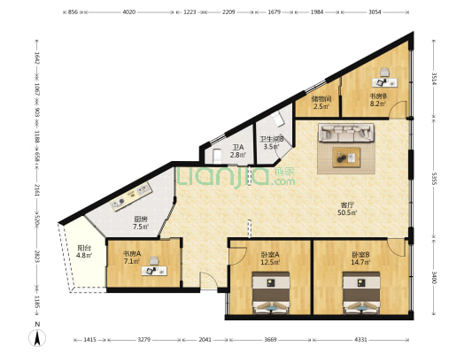 新河路 4室1厅2卫 129平方
