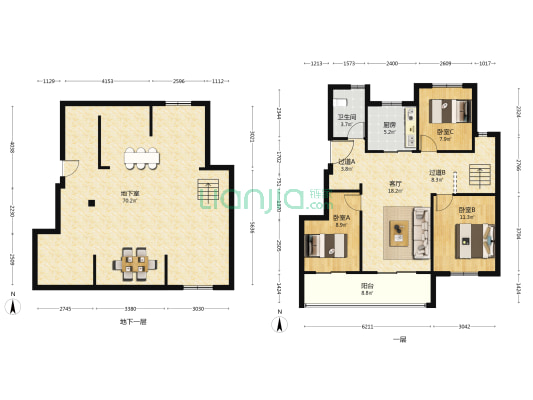 首开·安澜如院 3室1厅1卫 183平方