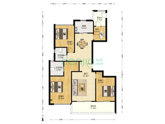 绿城建发沁园 4室1厅2卫 131平方