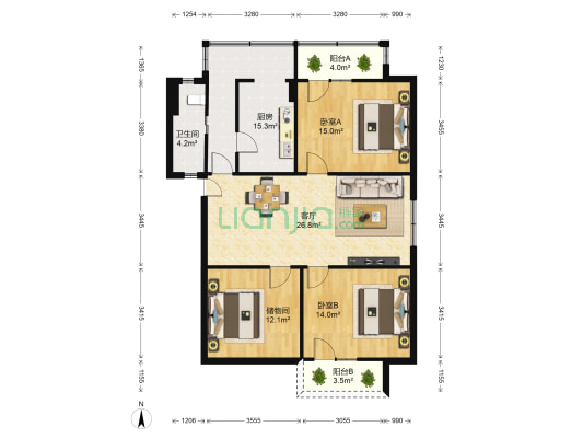 文化巷37号 2室1厅1卫 114平方