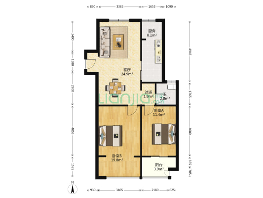 书香门邸 2室1厅1卫 89平方
