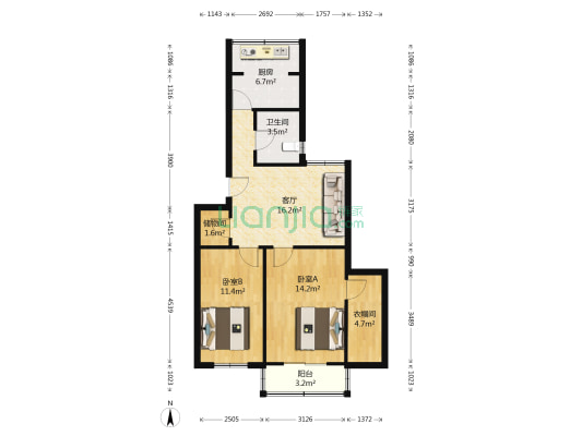 培华小区 2室1厅1卫 83平方