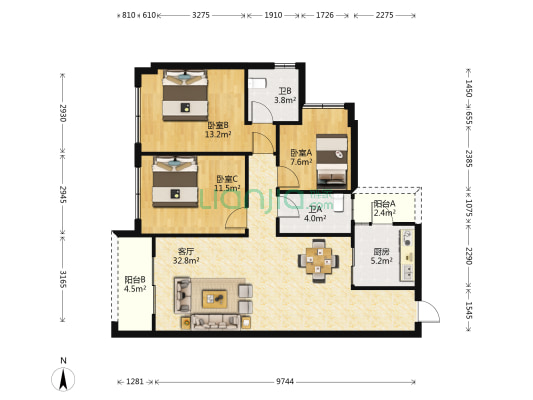 碧桂园·印象花溪 3室1厅2卫 108平方