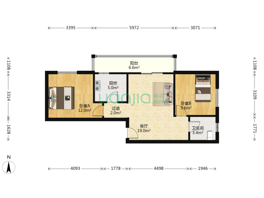 升龙国际中心E区 2室1厅1卫 79平方