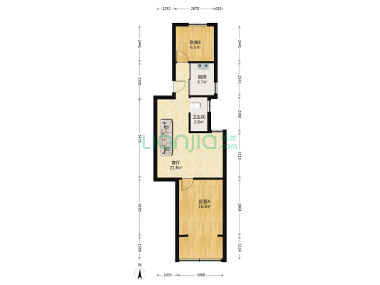 金属公司综合楼 2室1厅1卫 67平方