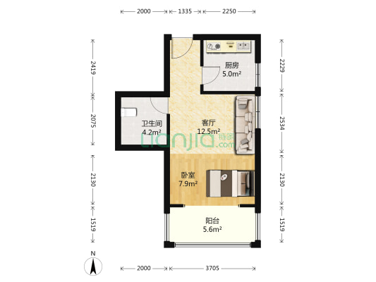 怡然家园 1室1厅1卫 50平方