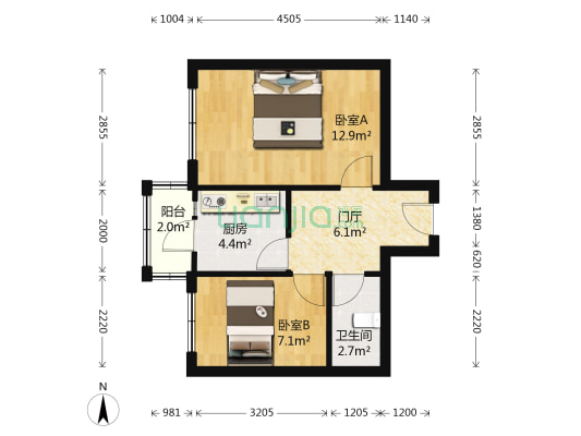 河柏小区 2室0厅1卫 50平方