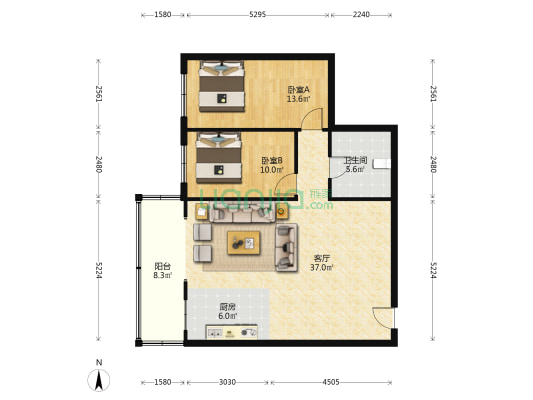 湘江路 2室1厅1卫 106平方