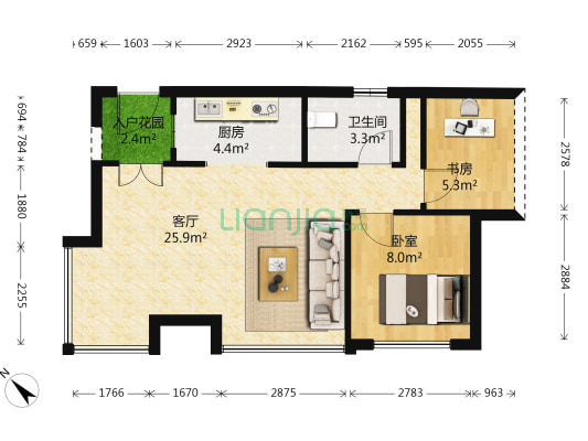 东原嘉阅湾阅江山 2室1厅1卫 61平方