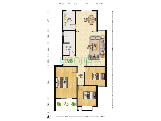青年东路127号 3室2厅1卫 120平方