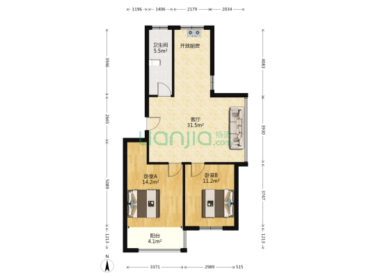 富鑫街 2室1厅1卫 87平方