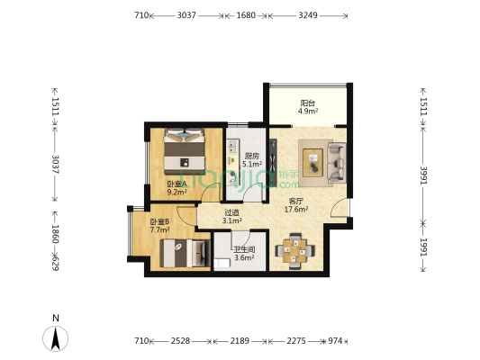 馨雅园 2室1厅1卫 73平方