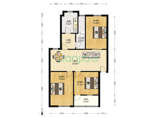 岳阳市供销合作联社家属院 3室1厅1卫 102平方