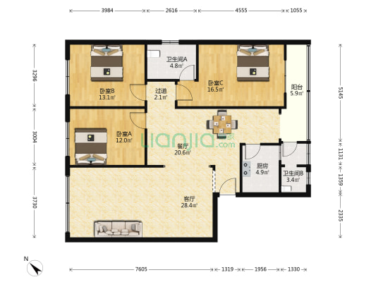 静轩楼 3室2厅2卫 139平方