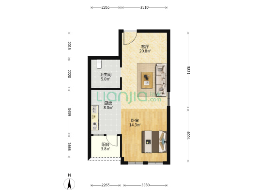 云瑞佳苑二期 1室1厅1卫 68平方