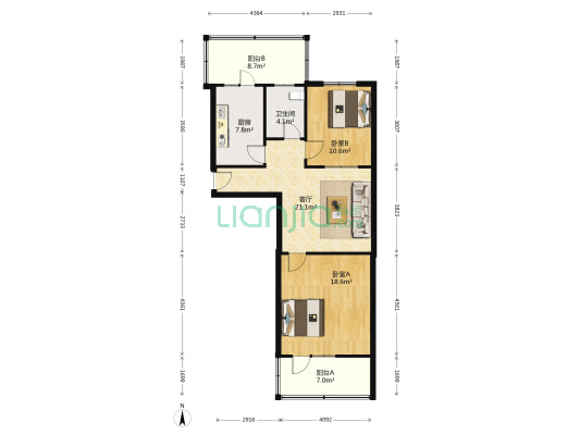 瓦窑街国土厅宿舍 2室1厅1卫 82平方