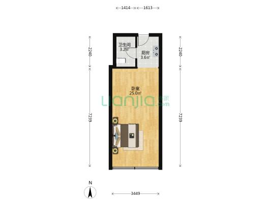 云河湾七号公馆 1室0厅1卫 45平方