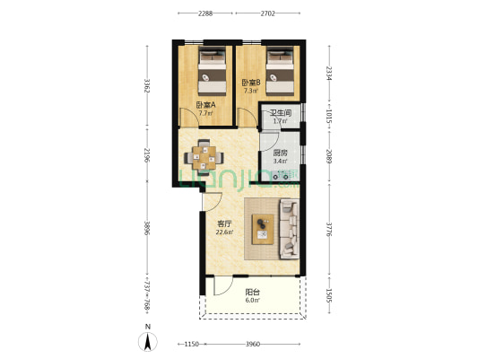 荣华新村 2室1厅1卫 62平方