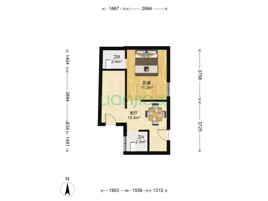 永定寺弄 1室1厅2卫 31平方
