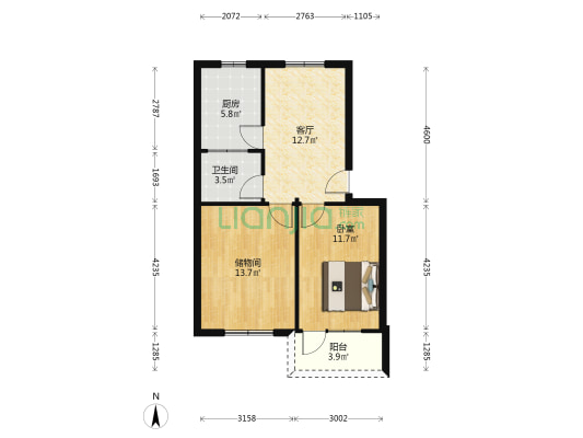 纺织新村 1室1厅1卫 65平方