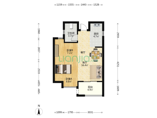 鼓楼映 2室1厅1卫 60平方