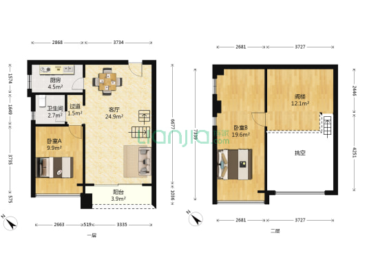 敏捷领航公馆 2室1厅1卫 71平方