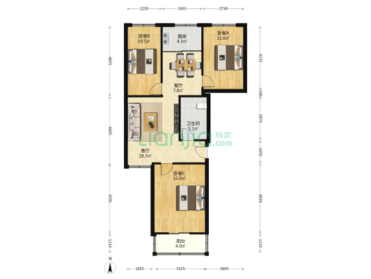 农行综合楼 3室2厅1卫 101平方