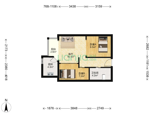 城华园 2室1厅1卫 60平方