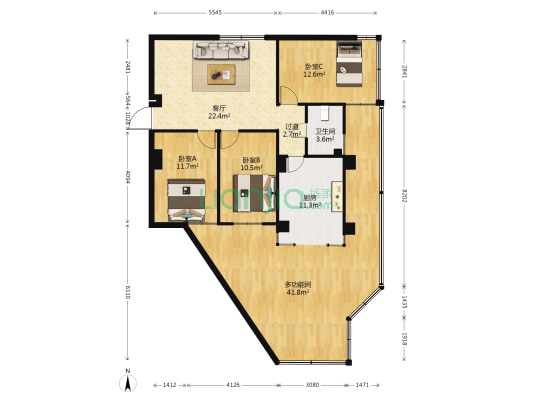 民航荣城家属院 4室1厅1卫 81平方