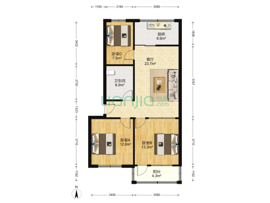南关小区 3室1厅1卫 89平方