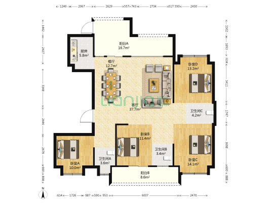 壹品江山 4室2厅3卫 169平方