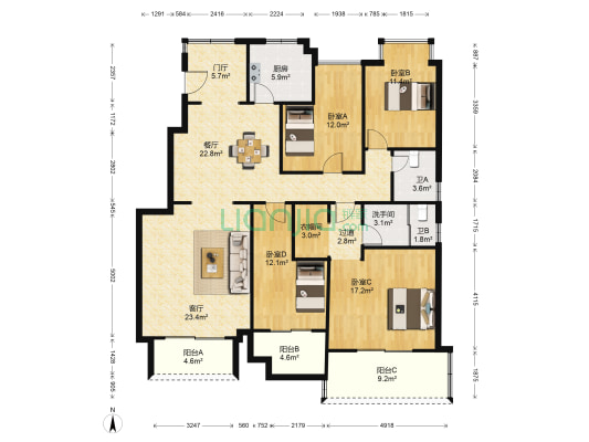 御江山 4室2厅3卫 155平方