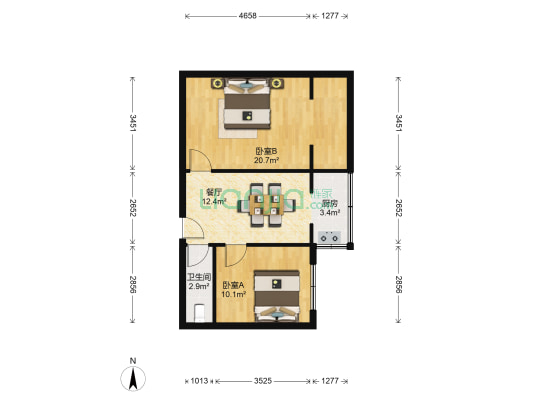 北滩油库家属院(城关区) 2室1厅1卫 48平方