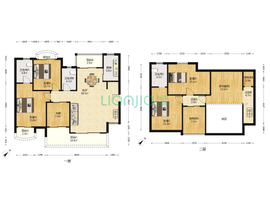 山语间精装大四房 顶层阁楼户型 实得面积大 住家安静-户型图