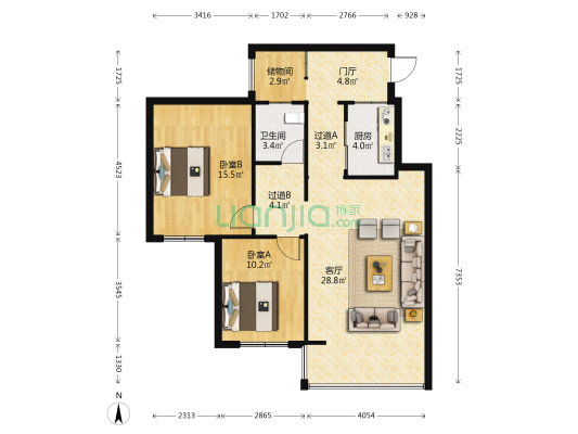 金色半岛 2室1厅1卫 84平方
