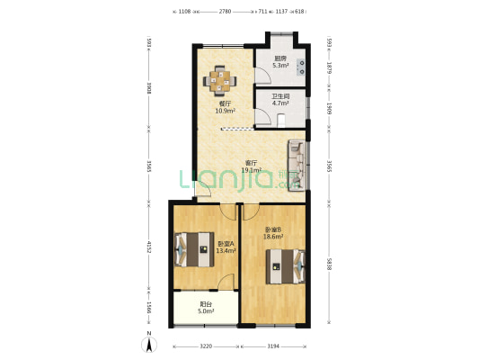 种子公司家属院(樊城东区) 2室2厅1卫 101平方