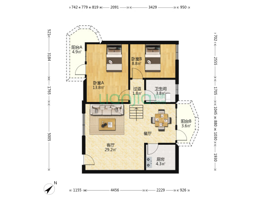 嘉富园 2室1厅1卫 79平方