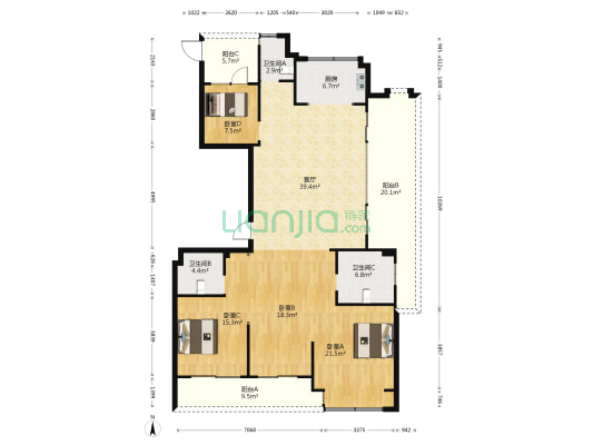 绿城剡江越园 4室1厅3卫 170平方