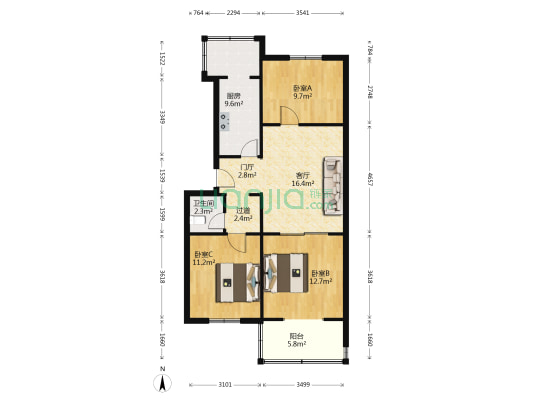 吉庆里 3室1厅1卫 85平方