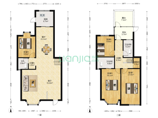 水映唐庄 4室2厅3卫 169平方