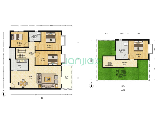 彩蝶花园 4室1厅2卫 145平方