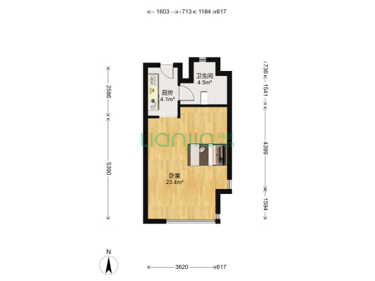 赞成柏悦大厦 1室0厅1卫 55平方