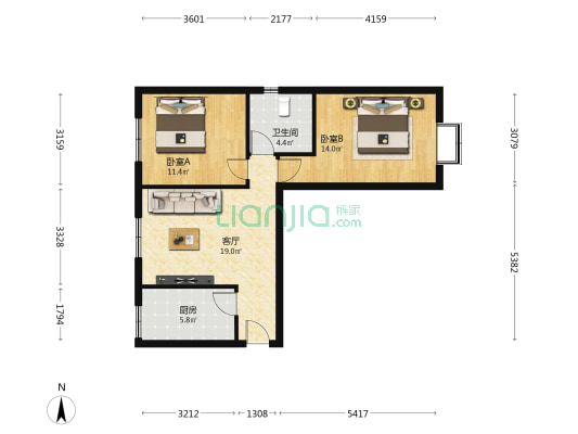 兰州城投五一馨苑3-2区 2室1厅1卫 78平方