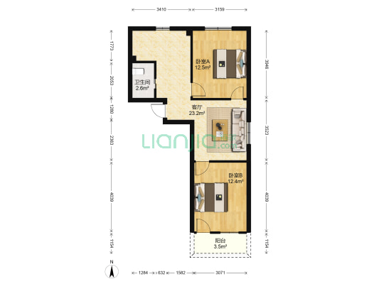 中亭街利安苑 2室1厅1卫 65平方