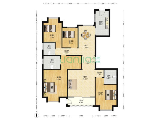 五矿黄山湖壹号 4室2厅3卫 193平方